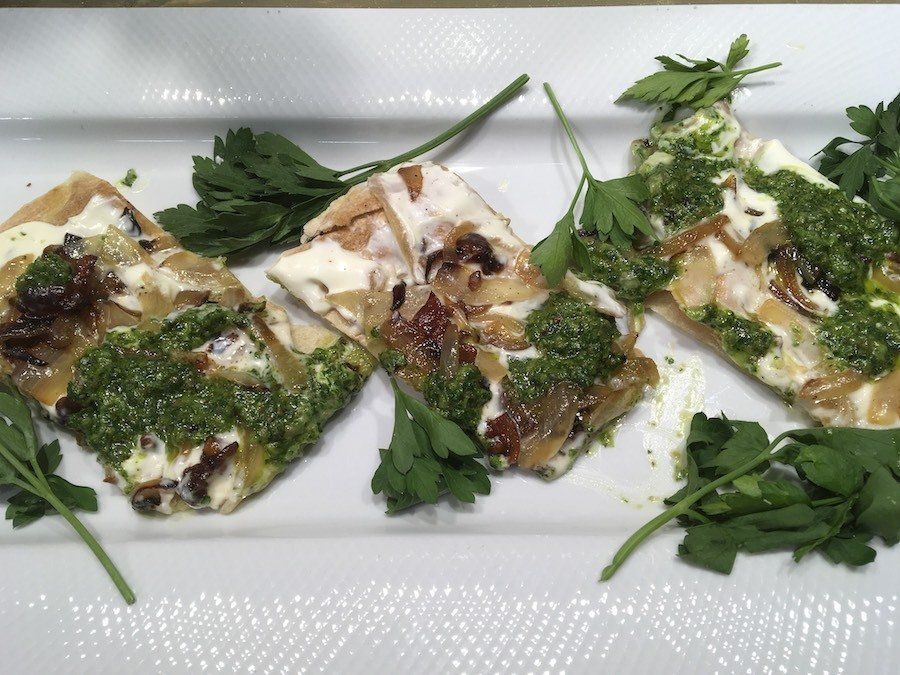 Flatbread with Bacon and Scallion Pesto